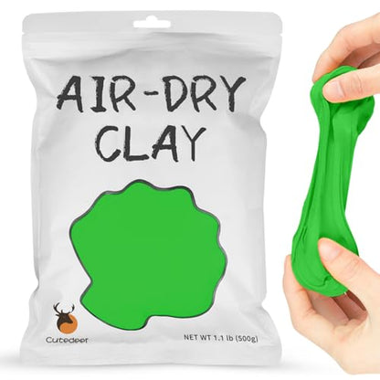 Cutedeer Green Air Dry Clay, 1.1lb Foam Modeling Clay, Soft Squishy Molding for Kids Adults, Arts & Crafts Project Slime Supplies(1.1lb - 1 Pack, Green) - color: Green, size: 1.1lb - 1 PACK