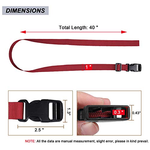 MAGARROW 24" 40" 60" 100" Strap Buckle Packing Straps Adjustable 1-Inch Belt - color: Red (4-Pack), size: 1" Wide - 40" Long