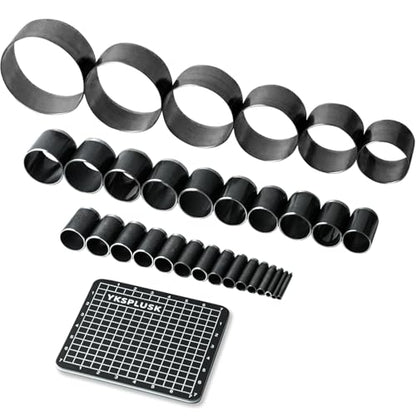 Leather Circle Cutter Tool Set, 31 Pieces Circle Punch Tools 1-25mm 30 35 40 45 50 55mm, High Carbon Steel Round Leather Cutting Dies - Hole Punch Tool Kit for DIY Crafts - size: 31 Sizes