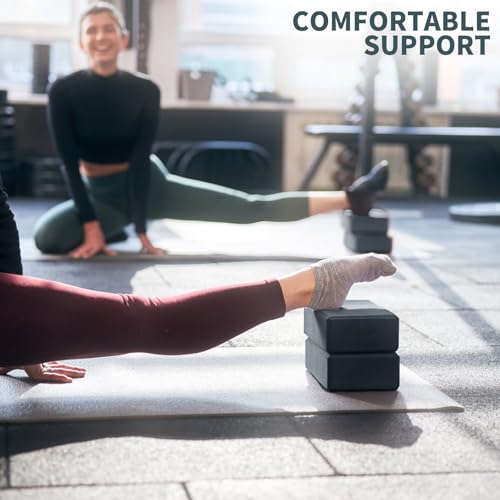 Yoga Blocks 2 Pcs, 9"x6"x3" Yoga Brick Foam Blocks EVA Foam Block Yoga Props Accessories for Yoga Pilates Stretching and Meditation - color: Grey