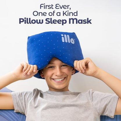 illo Sleep Mask - Thick 360 Fluffy Full Head Blocks Light & Muffles Sound - color: Bedtime Blue