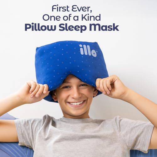 illo Sleep Mask - Thick 360 Fluffy Full Head Blocks Light & Muffles Sound - color: Bedtime Blue
