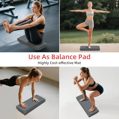WEILA 1/2 Inch 70"x24" Foldable TPE Yoga Mat, Thick Non Slip Pilates Mat - color: Metallic