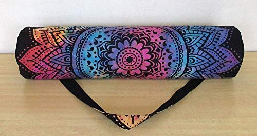 INDIAN CRAFT CASTLE ICC Yoga Mat Bag Carrier Full-Zip Exercise Yoga Mat Carry Bag for Women Men with Multi-Functional Storage Pockets and Adjustable Shoulder Strap 26X6 Inches - style: Multi Flower