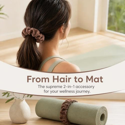 Yoga Mat Scrunchie - Holds Your Yoga Mat in Style - Durable & Elasticity Fabric - Fits All Standard Yoga Mats - color: Brown