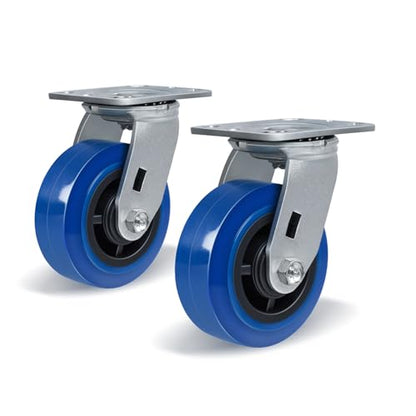 5'' X 2'' Casters, Heavy Duty Caster Wheels, Polyurethane on Polyolefin Core with Roller Bearing, Load 800lbs per Industrial Casters (2 Swivel) - style: 2 Swivel