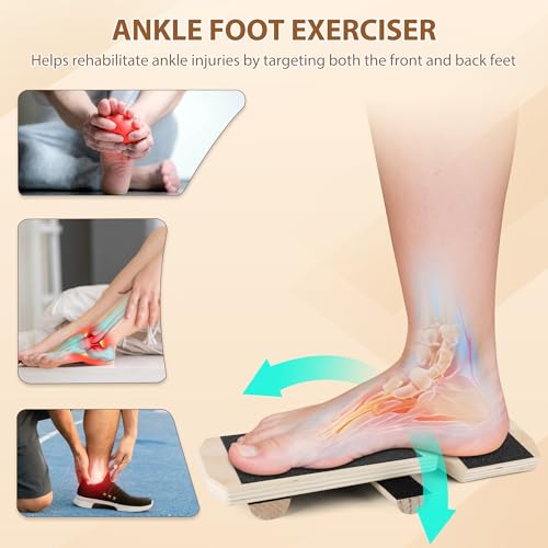 Ankle Foot Strengthener Exerciser for Sprained, Single Leg Balance Board for Sprained Ankle Recovery, Wood Foot Balance Trainer for Posture Corrector, Home Gym Fitness Equipment