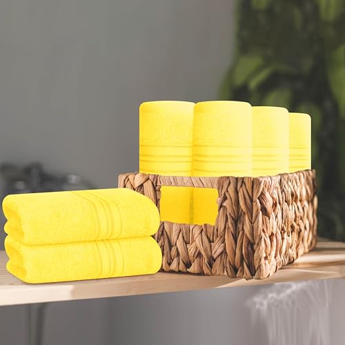 BOUTIQUO Ultra Soft Cotton Washcloths, Contains 12 Piece Face Cloths 12x12 inch, Ideal for Everyday use Face Towels, Compact & Lightweight Multi Purpose Washcloths - Lime Yellow - color: Lime Yellow, size: Washcloths - Set of 12