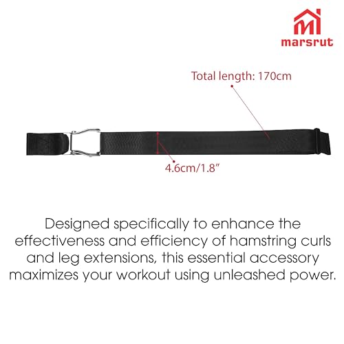 Belt Squat Collar for Nordic Hamstring Curl on Bench, 5.6Ft Long Buckle Strap for Seat Workouts Leg Extension Machines Achieve Stability Comfort Home Exercise Fitness Assisted Muscles Women Men Black