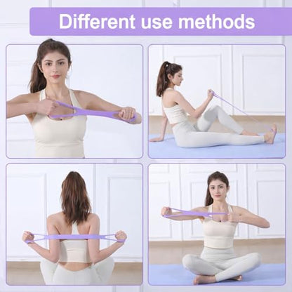 Figure 8 Resistance Band for Exercise – Stretch Band for Arms, Legs, Core & Shoulders – Elastic Workout Band for Home Fitness, Yoga, Pilates & Physical Therapy – Portable Training Equipment, Purple