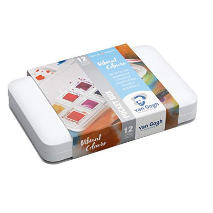 Van Gogh Watercolor Paint Set, Plastic Pocketbox, 12-Half Pan Vibrant Colors Selection - color: 12 Vibrant (Plastic Pocketbox), style: Half Pan
