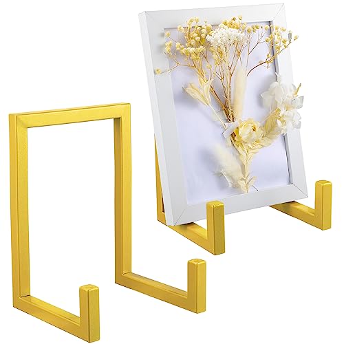 2 Pcs Large Plate Stands for Display Metal Frame Holder, Gold, 8 Inch | Plate Display Stand, Picture Frame Stand, Decorative Table Top Easels for Picture Book, Platter, Photo - color: Gold, size: 8 Inch