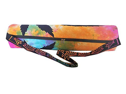 INDIAN CRAFT CASTLE ICC Yoga Mat Bag Carrier Full-Zip Exercise Yoga Mat Carry Bag for Women Men with Multi-Functional Storage Pockets and Adjustable Shoulder Strap 26X6 Inches - style: Multi Leaf