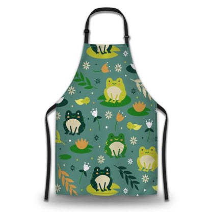 Cute Frogs Cooking Apron for Women & Men - Waterproof, 27' W x 31' H, Kitchen, Restaurant, BBQ, Painting, Crafting, Gardening - color: Cute Frogs