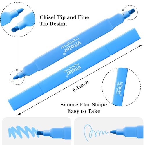 Vitoler Highlighters Assorted Colors, 8 Pack Dual Tip Pastel Highlighters | For teachers, For nurses, For women, For bibles, For markers, Aesthetic, For journaling, For office, For School Supplies - color: Bible Colour