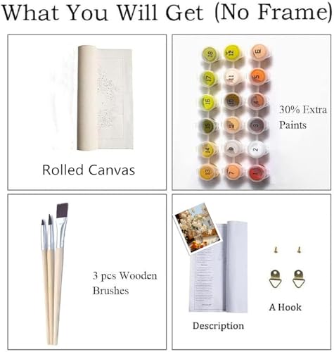 ZRIZQ Flowers Paint by Numbers Kit for Adults Beginner,16x20 | Full set with wooden brushes,rolled canvas,rich paints.Calming activity.Beginner friendly.Just open and paint. - color: 16"X20"Rolled Canvas(Frameless)-Flowers 5