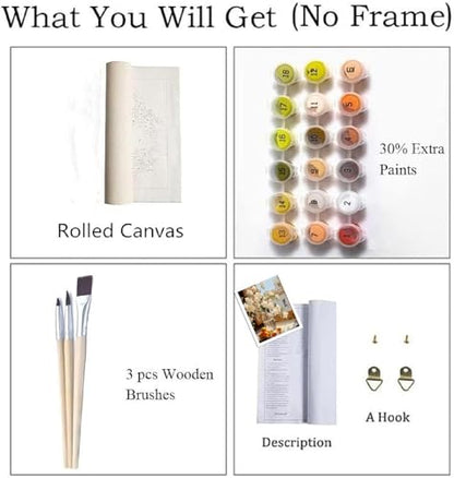 ZRIZQ Flowers Paint by Numbers Kit for Adults Beginner,16x20 | Full set with wooden brushes,rolled canvas,rich paints.Calming activity.Beginner friendly.Just open and paint. - color: 16"X20"Rolled Canvas(Frameless)-Flowers 5