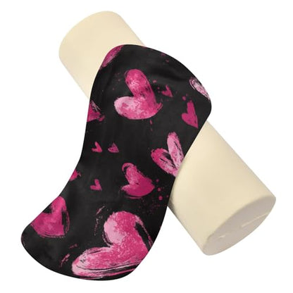 Bolster Pillow Neck Pillow Round Soft Health Memory Foam Pillows Long Cylindrical Body Pillow with Removable Cover Cute Back Yoga Brush Stroke Valentine Hearts 17" x 5.5" - color: Brush Stroke Valentine Hearts