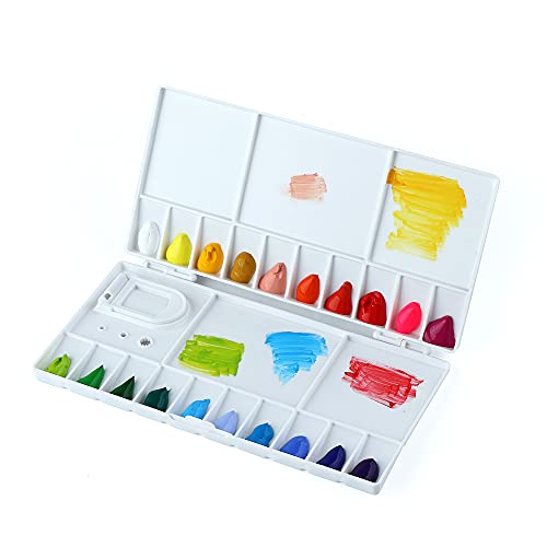 Transon 25wells Compact Paint Palette Box with Lid for Paint Color Mixing - size: 25 Wells