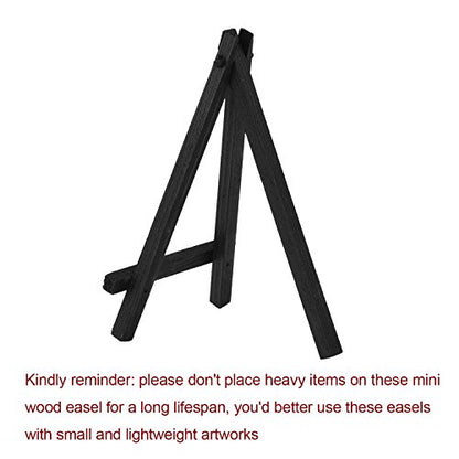 EBOOT 12 Pack 6.25 Inch Black Mini Wood Easels, Small Display Easel Stand for Painting Canvases, Art and Crafts, Tripod, Painting Party, Students Tabletop Easels, Portable Canvas Picture Sign Holder