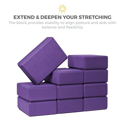 3in Yoga Blocks Bulk, 10 Pack, 3x6x9in - color: Dark Purple