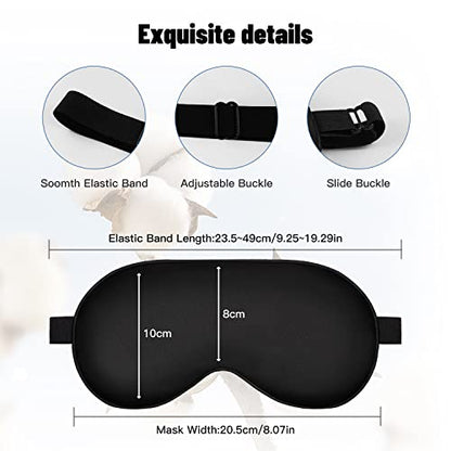 Silk Sleep Mask, Blackout Eye Mask for Sleeping with Adjustable Strap - color: Black