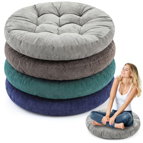 Jerify Dark Green 4 Pcs Large Floor Pillow Cushion,Round 22 x 22 | Round Square Flexible Seating Floor Meditation Pillow for Classroom Adult Picnic Party Learning Daycare School Reading Corner - color: Dark Green, size: Round 22 x 22