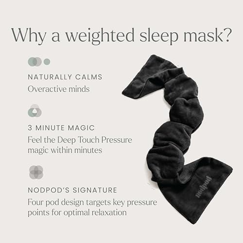 nodpod Patented Gentle Pressure Sleep Mask, Weighted Eye Mask | Patented Light Blocking Design for Sleeping, Travel & Relaxation, Bead Filled, Machine Washable, BPA-Free, Black Onyx - color: Black Onyx Cotton