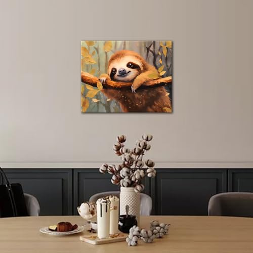 TUMOVO DIY Cute Sloth Paint by Numbers for Adults & Kids - Abstract Animal Wall Art - 16x20 inch Canvas - color: Artwork-06