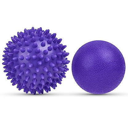 URAQT Spiky Massage Ball Set, 2 Pack Physical Therapy Massage Balls, Hard Lacrosse Ball & Spiky Massage Ball for Myofascial Release and Trigger Point Deep Tissue Massage (Purple) - color: 2pcs-purple