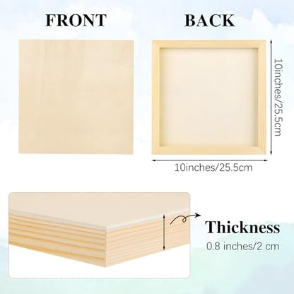 Aodaer 8 Pack Wood Panels 10 x 10 Inch Wooden Panels Canvas Unfinished Craft Wood Boards Panels for Art Crafts Acrylic and Oil Painting Pouring DIY Projects - size: 10 x 10 Inch