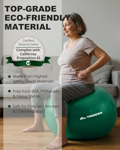 Trideer Exercise Ball for Physical Therapy, Core Strength, Stability & Balance Training, Swiss Ball for Yoga, Fitness & Rehabilitation - size: Standard Support-Small (15-18 inches/38-45 cm)