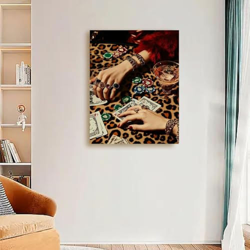 Leopard Diamond Art Kits for Adults,Lucky Diamond Painting Kits 12X16 Inch | 5D Diamond Art Paintings for Beginners,Round Full Drill Diamond Dot Tools Kit,Extra Diamonds,Stress Relief Craft,DIY Gift - color: Poker-0305