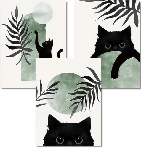 3 Pack Black Cat Diamond Art Kits for Adults Diamond Painting Kit Beginner | Bathroom Animal 5D Funny DIY Diamond Dots Full Drill Crafts for Gem Art Dot Art for Adults Home Wall Decor for Teens 12x16 in - color: DP03501