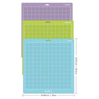 ReArt Cutting Mat Variety 12x12 – 3 Pack Strong, Standard, Light-grip Adhesive Cut Mat Replacement - color: Variety 3P