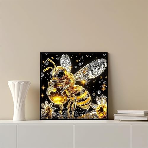 Xoaoes Bee Diamond Art Kits for Adults, 5D Diamond Painting Kits | DIY Gem Painting, Crafts for Adults, Diamond Art Paintings Kit, Full Drill Diamond Dot for Home Wall Decor 14 X 14 Inch - color: CM045