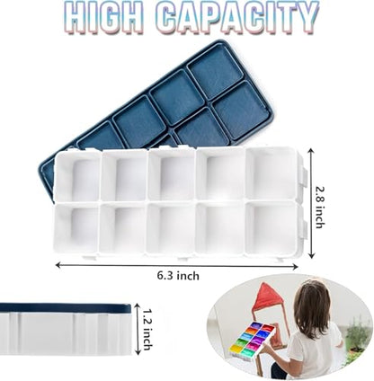 60 Compartments Plastic Watercolor Paint Palette with Lid | Airtight Leakproof Palette for Gouache, Acrylic and Oil - style: Paint Pallet-6Pcs