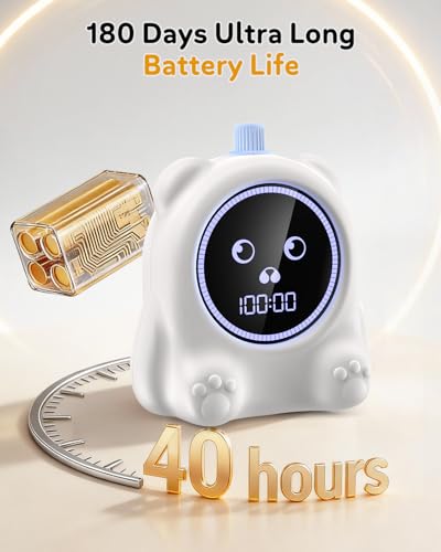 199 Min Visual Timer for Kids, 2 Minute teenth Brushing, Cute Bear Deign | Adjustable Sound Alert, Productivity Timers for ADHD, Silent Operation, Desk Time Management Tool for Toddler - color: White