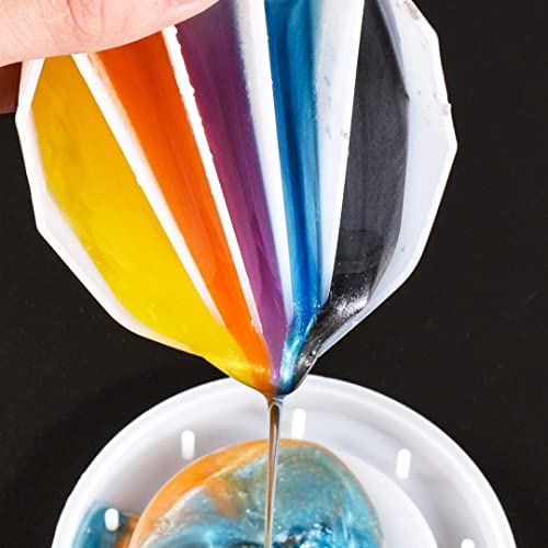 4 Pack Split Cups for Paint Pouring + 2 Pcs Stir Stick, Silicone Paint Pour Cup Resin with 2-5 Channels Dividers Pouring Painting Tools for DIY Making Accessories Fluid Art Drawing (2/3/4/5 Channels)