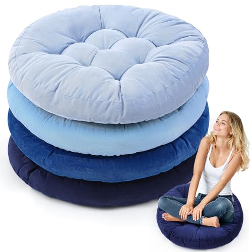 Jerify Dirty Blue 4 Pcs Large Floor Pillow Cushion,Round 22 x 22 | Round Square Flexible Seating Floor Meditation Pillow for Classroom Adult Picnic Party Learning Daycare School Reading Corner - color: Dirty Blue, size: Round 22 x 22