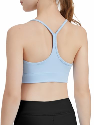 CharmWM Girls Sports Training Vest Spaghetti Strap Y Back Bra Yoga Crop Tank Top for Teens Kids 2-14 Years - color: Sky Blue, size: 11-12 Years