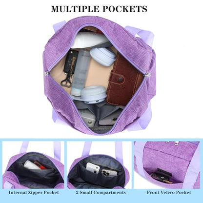 Mini Gym Bag for Women Girl 12 inch Small Gym Tote Lightweight Carry On Bag - color: Light Purple