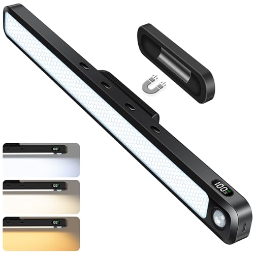 Ferswe 3W Motion Sensor Magnetic Light Bar,Eye-Friendly Rechargeable Closet Lights with Battery Display,2000mAh Vanity Lights for Mirror, Rechargeable Light Bar for Cabinet, Closet, Bathroom and Desk