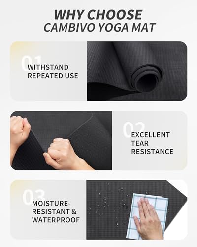 CAMBIVO Extra Long Wide Yoga Mat, Thick PVC Workout Mat - size: 84" x 30" x 6mm