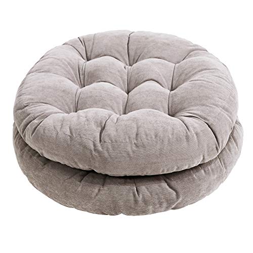Tiita 22 Inch Floor Cushion - Round Outdoor Chair Cushion Pad with Corduroy | Large Meditation Cushion & Floor Pillow for Adult Sitting, Living Room, Balcony & Patio, Grey - color: Round|grey, size: 2 Count (Pack of 1)