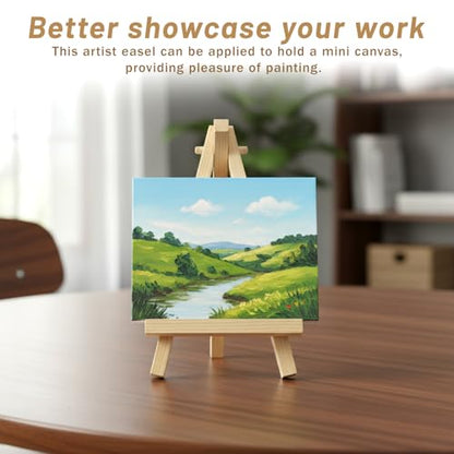 4 PCS Mini Wood Display Easels Wooden Small Tabletop Tripod Easels for Displaying Art Craft Canvas Paintings Easel Small Easel for Offices Photos Canvas Paintings Crafts