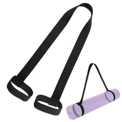 Cosmos Yoga Pilates Mat Strap - Looped Sling/Harness/Carrier Strap with Stretching Band Loops for Pilates, Exercises & Aerobics Mat Carrying - Soft & Durable Cotton, Black