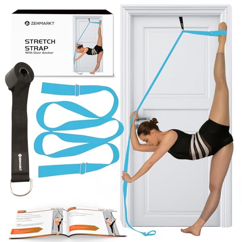 Stretching Strap with Door Anchor for Splits and Flexibility Training - color: Light Blue