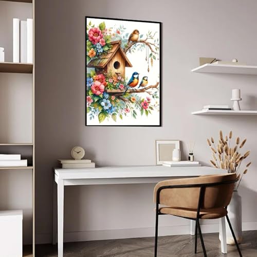 PKLZQSH Birds Diamond Art Painting Kits for Adults, Animal Full Drill Diamond Dots Paintings for Beginners, Round 5D Diamonds Pictures Gem Art Painting Kits DIY Crafts Kits 12X12inches