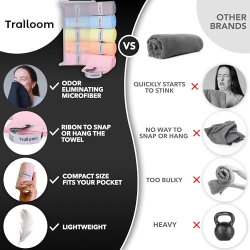 Trailoom Microfiber Gym Towels, Quick Dry, Highly Absorbing, Odor-Free | Men & Women - Workout Sweat Sports Towel for Hot Yoga, Tennis, Running, Exercise, Working Out, Camping, Set of 5 - color: Pastel Colors